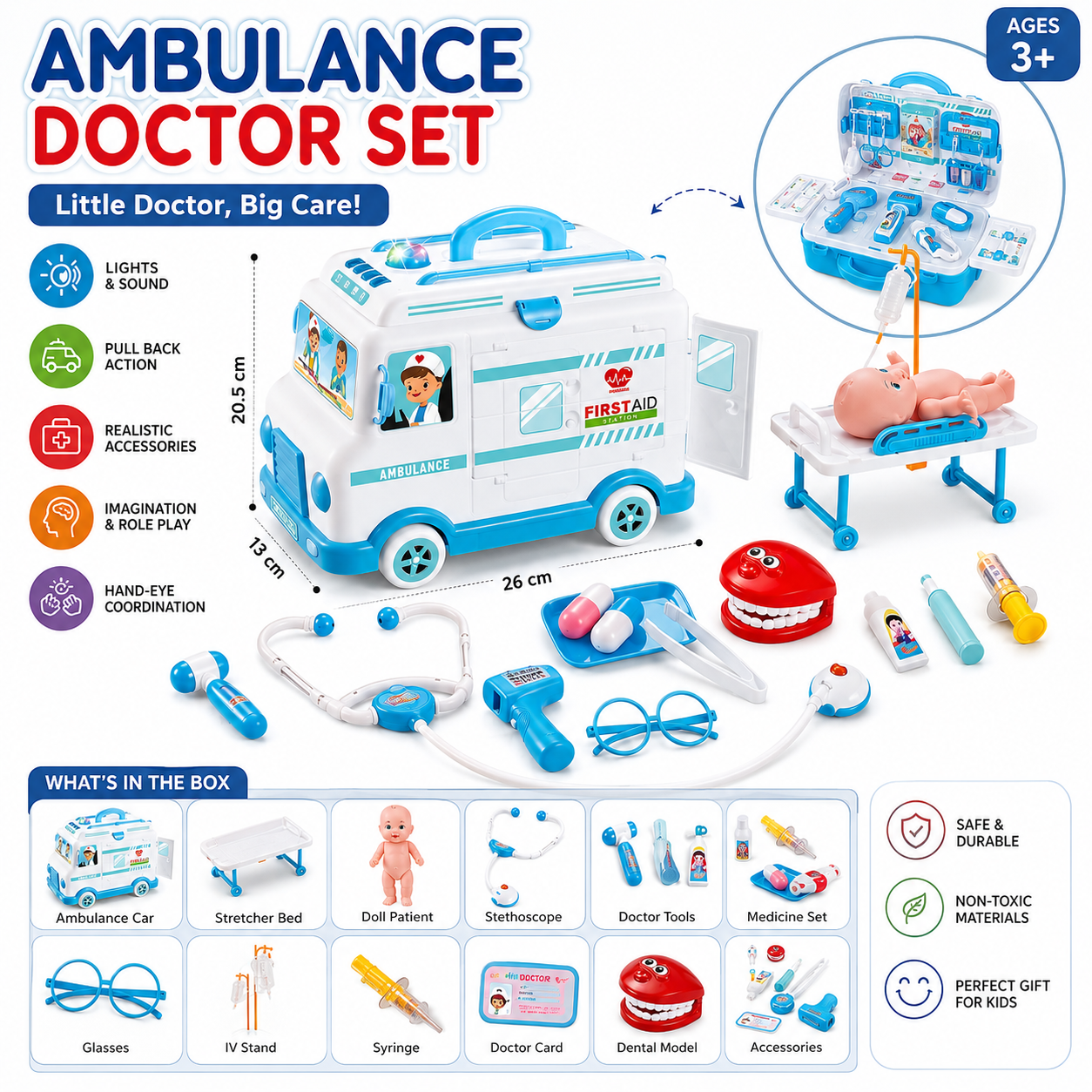 Ambulance Doctor Set for Kids – Pretend Play Medical Toy