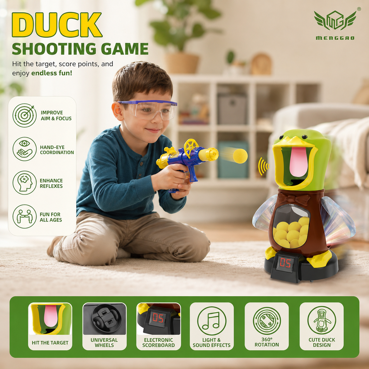 Duck Shooting Game for Kids | Electronic Moving Target Gun Set