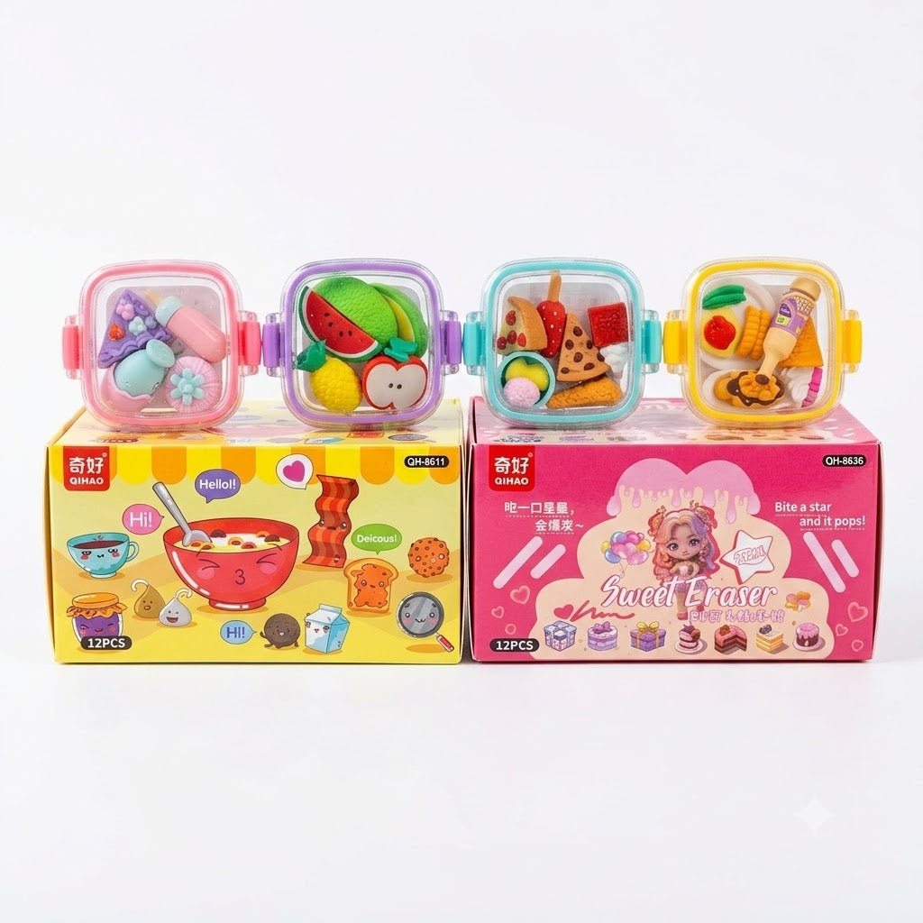 Cute Bento Box Eraser Set - Assorted Design
