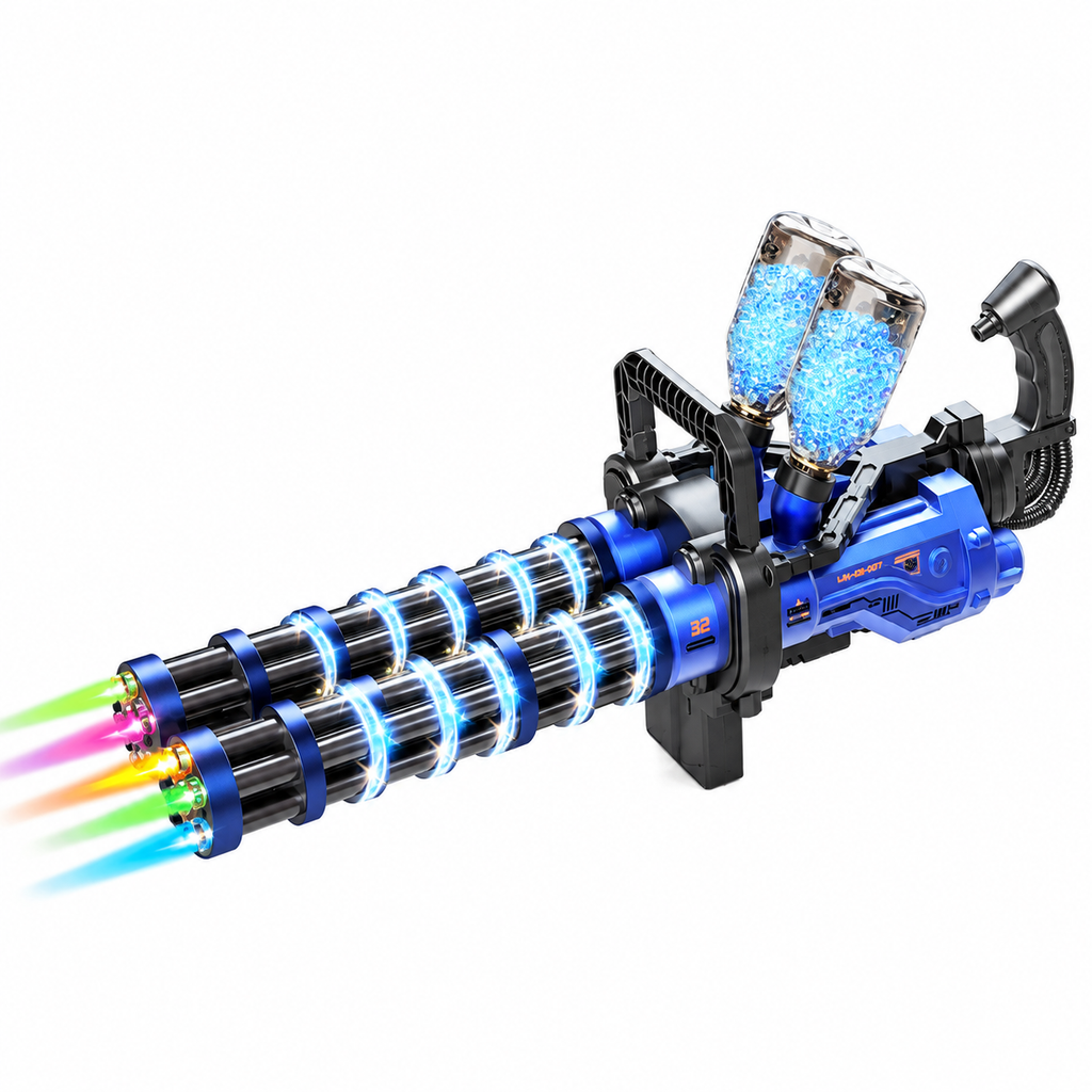 Double Barrel Gatling Water Bullet Gun with LED Lights