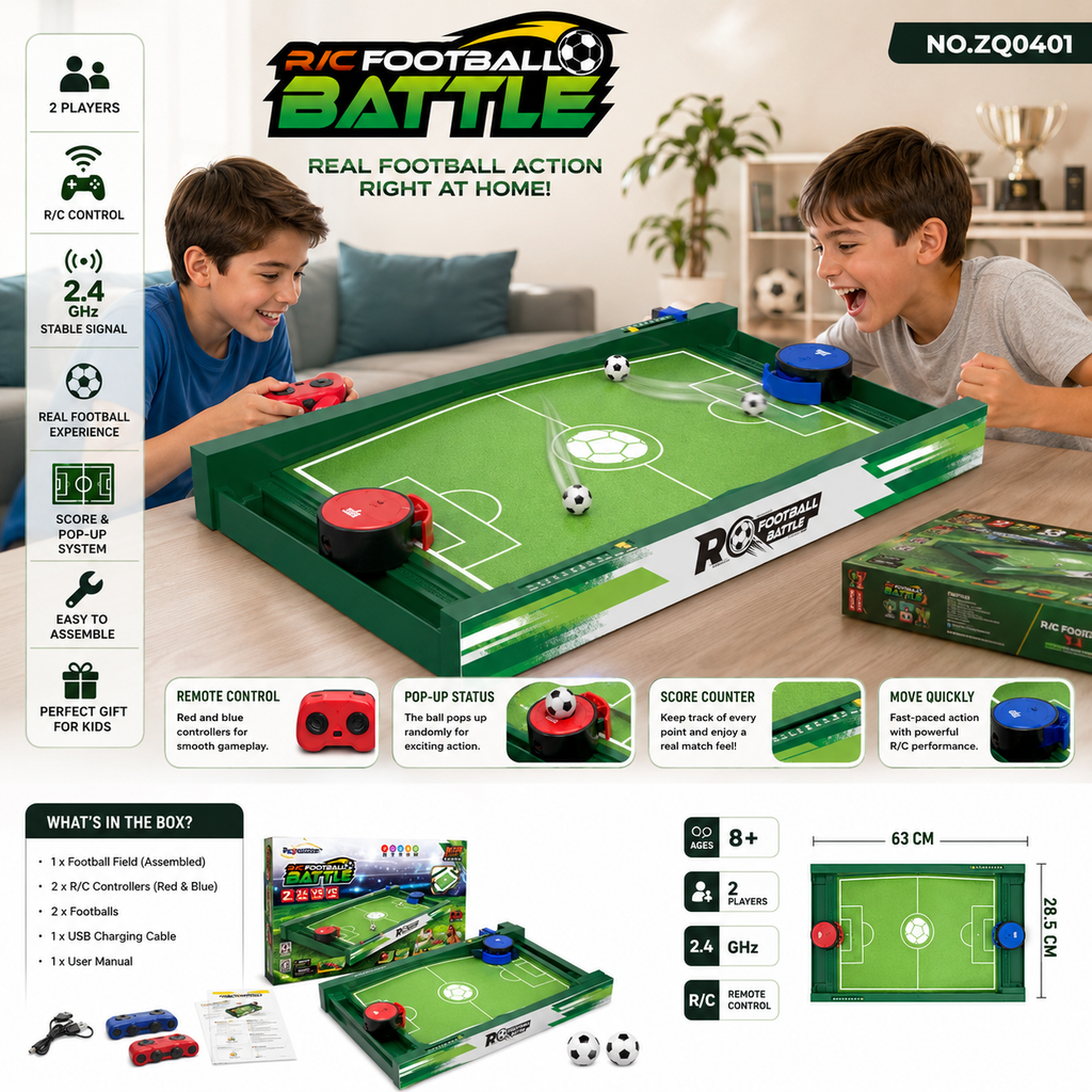 R/C Football Battle Game for Kids – 2 Player Remote Control Table Soccer