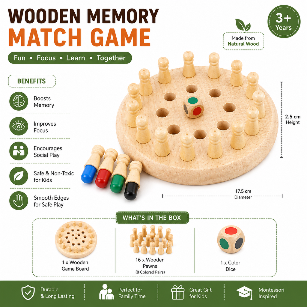 Wooden Memory Match Stick Game