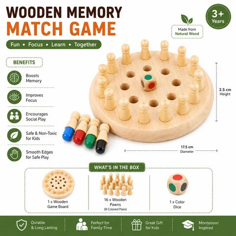 Wooden Memory Match Stick Game