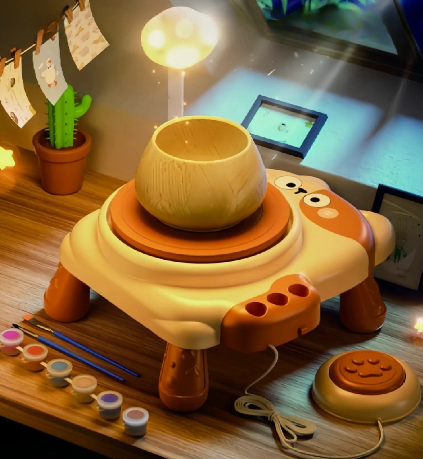 DIY Cat Electric Pottery Wheel Pretend Play Art Tool Kit