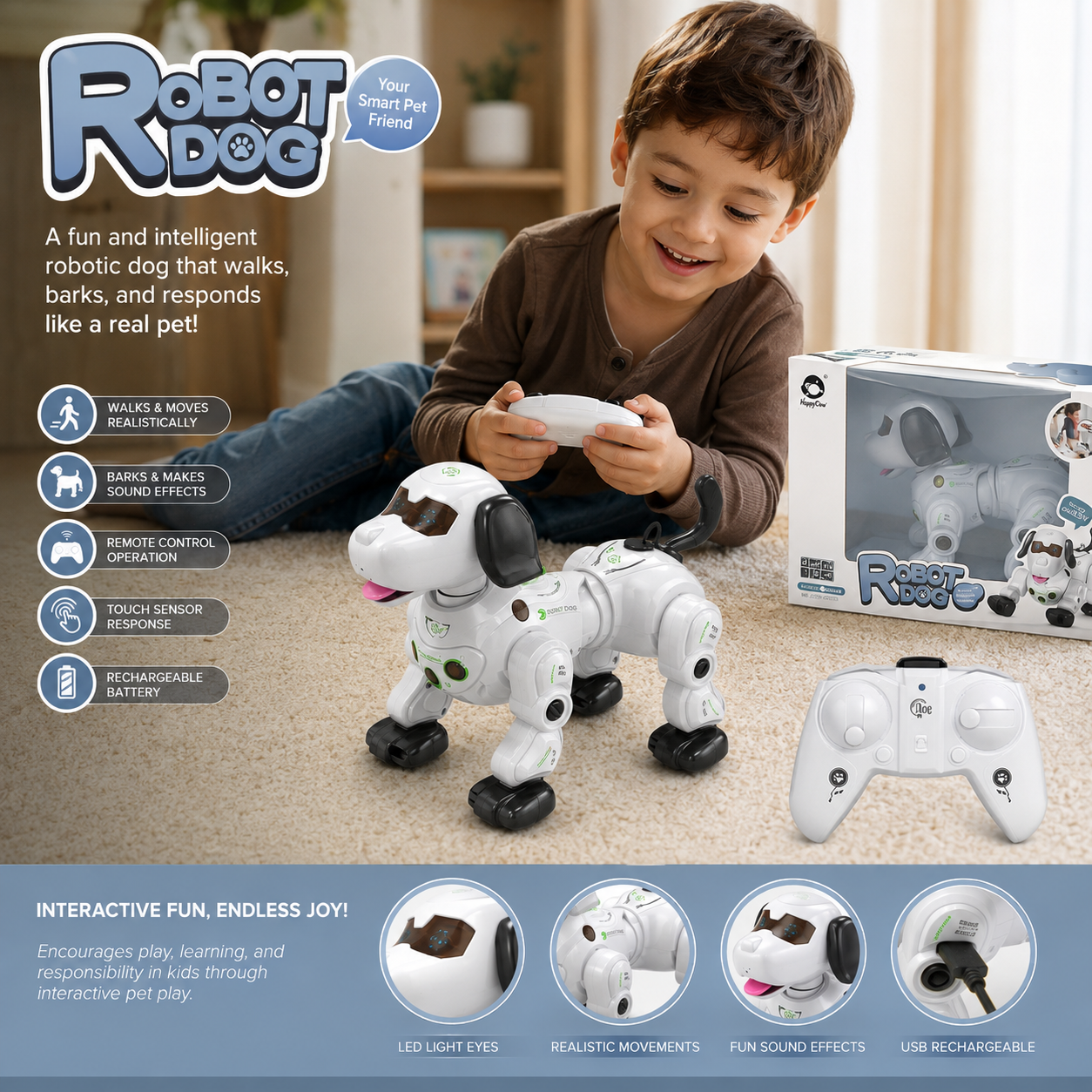 Interactive Robot Dog Toy with Remote Control