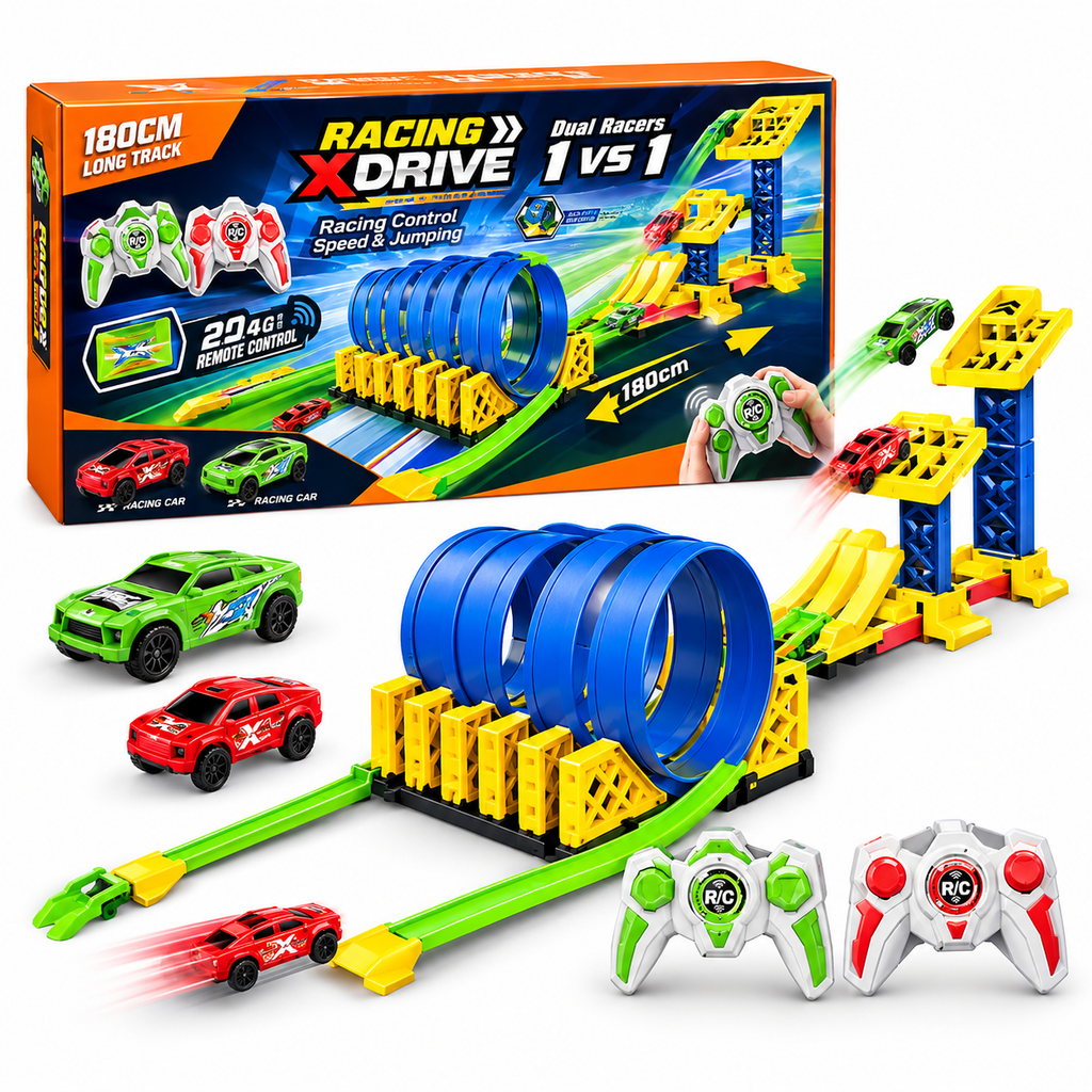 Racing X Drive 1 vs 1 Remote Control Racing Track Set – 180CM Loop Track