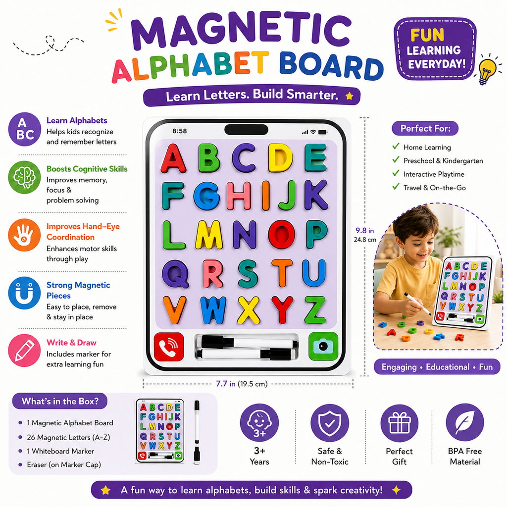 2 in 1 Mobile Alphabet Stacking & White  Board