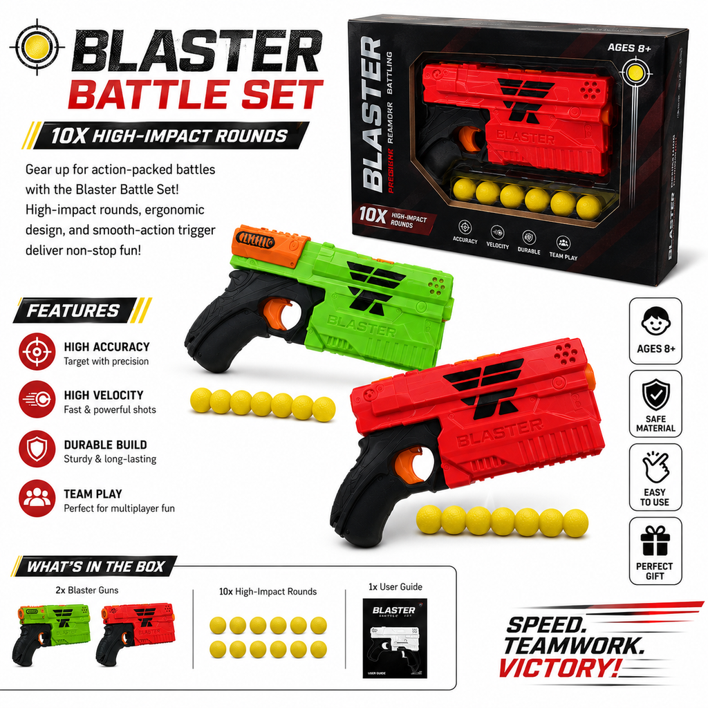 Blaster Battle Set Toy Gun with 10 Foam Balls