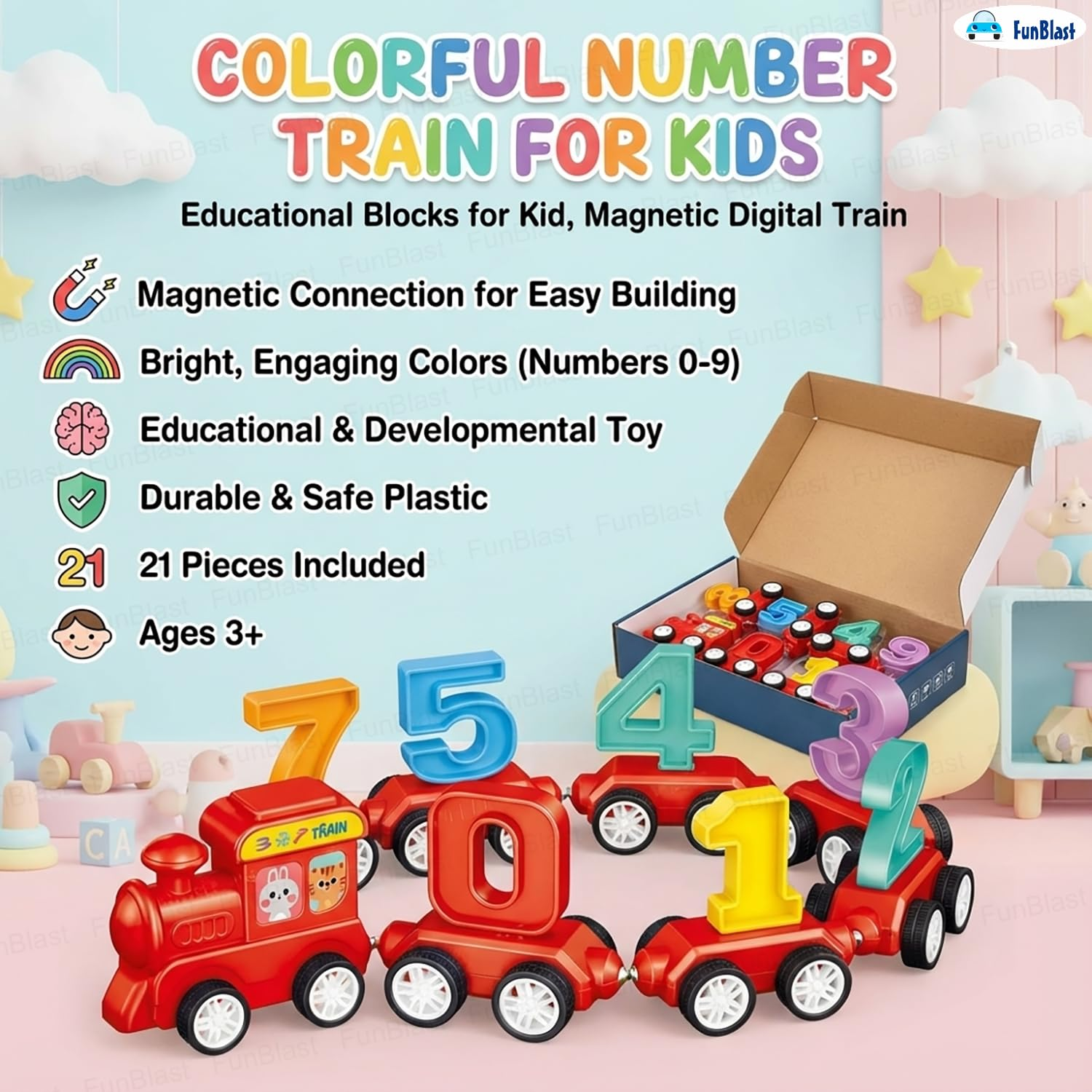 Magnetic Numbers Learning Train (21 Pcs)