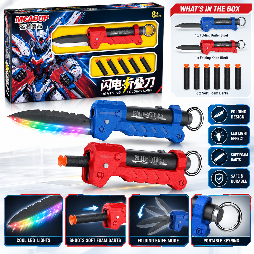 2-in-1 Lightning Folding Knife Toy with LED Lights