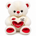 Love Heart Teddy Bear Plush – Pink & White