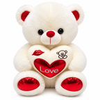 Love Heart Teddy Bear Plush – Pink & White