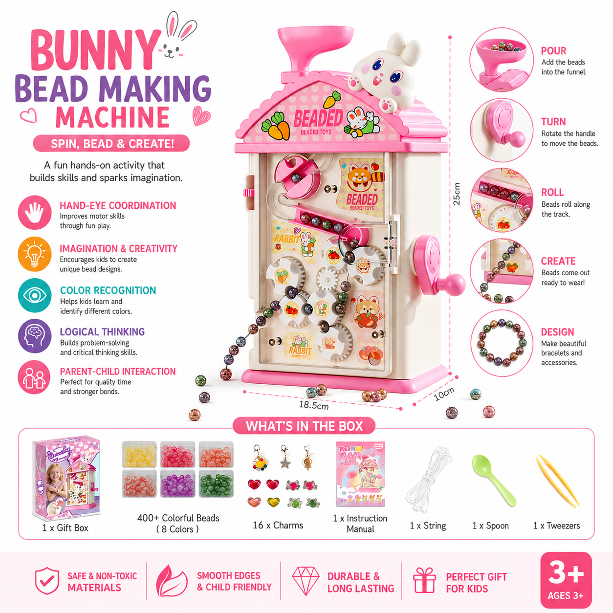 Bunny Bead Making Machine for Kids – DIY Jewelry Craft Kit