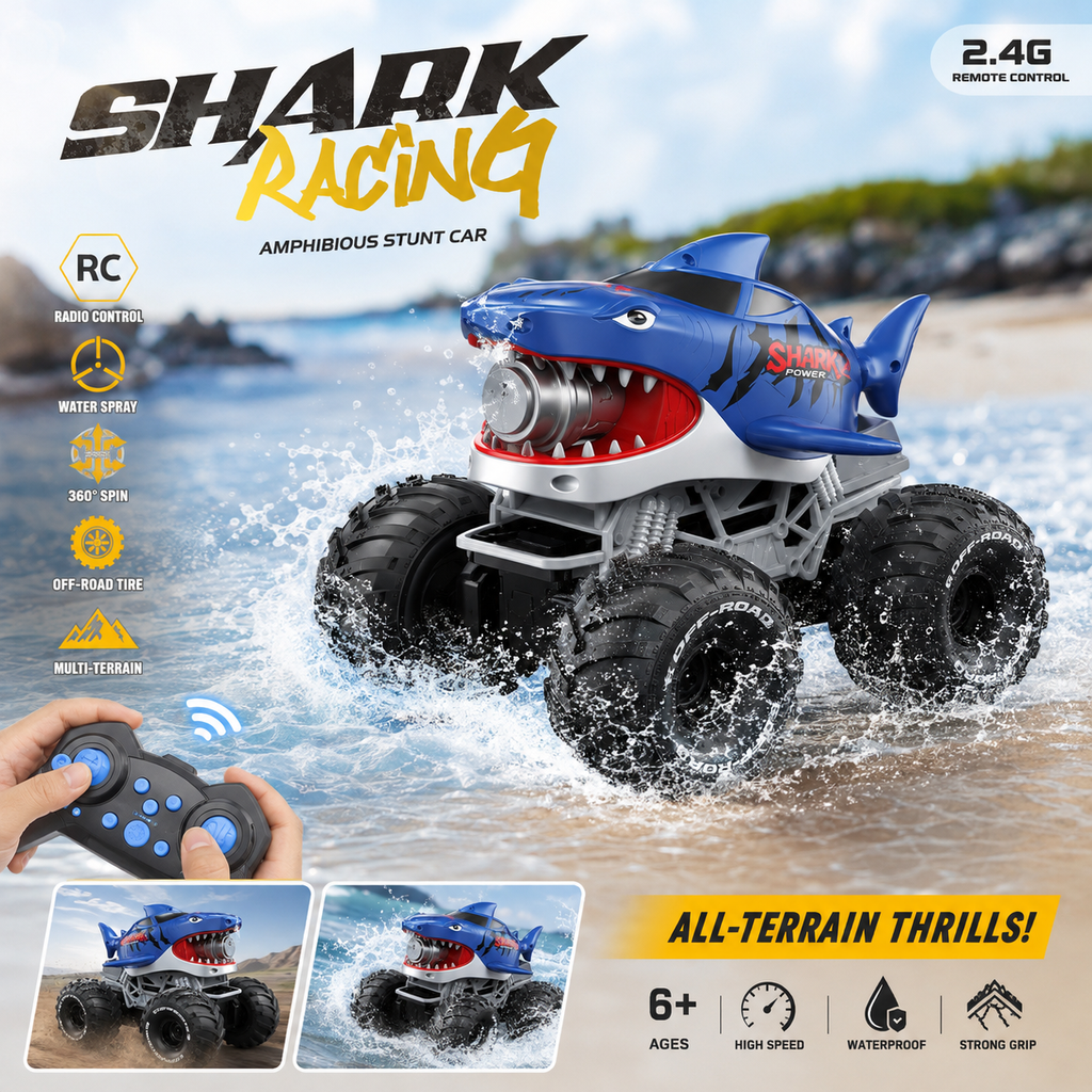 Shark Racing RC Amphibious Stunt Car with Water Spray