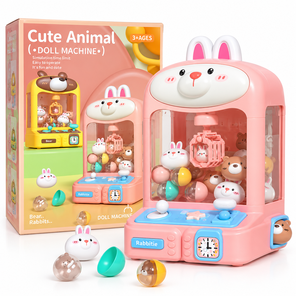Cute Animal Mini Claw Machine Toy – Bunny & Bear Arcade Game