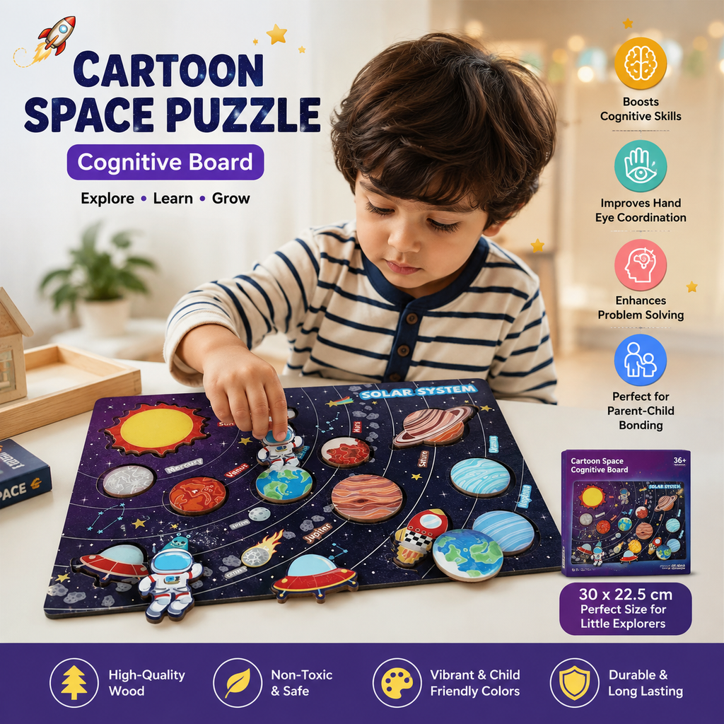 Solar System Wooden Peg Puzzle for Kids