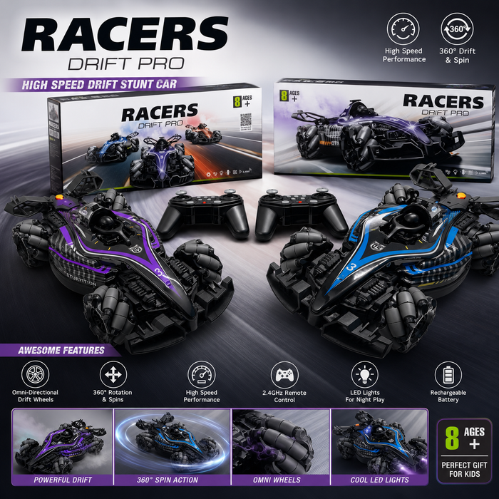 Racers Drift Pro RC Stunt Car with 2.4GHz Remote | 360° Drift Racing Toy