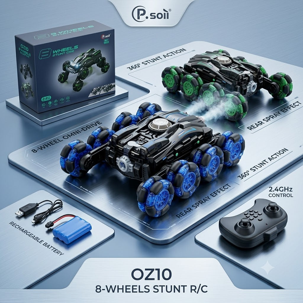 OZ10 8 Wheels Stunt RC Spray Car 2 Color Mix 558