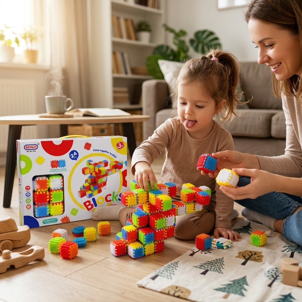BEINZI Interlocking Building Blocks – 24-Piece Creative Play & Learn Set