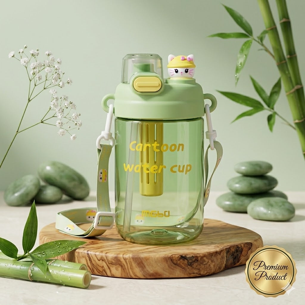 Cartoon Water Bottle with Strap