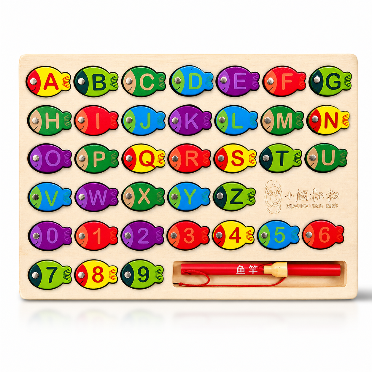 Wooden Magnetic Fishing Alphabet & Number Puzzle Board for Kids