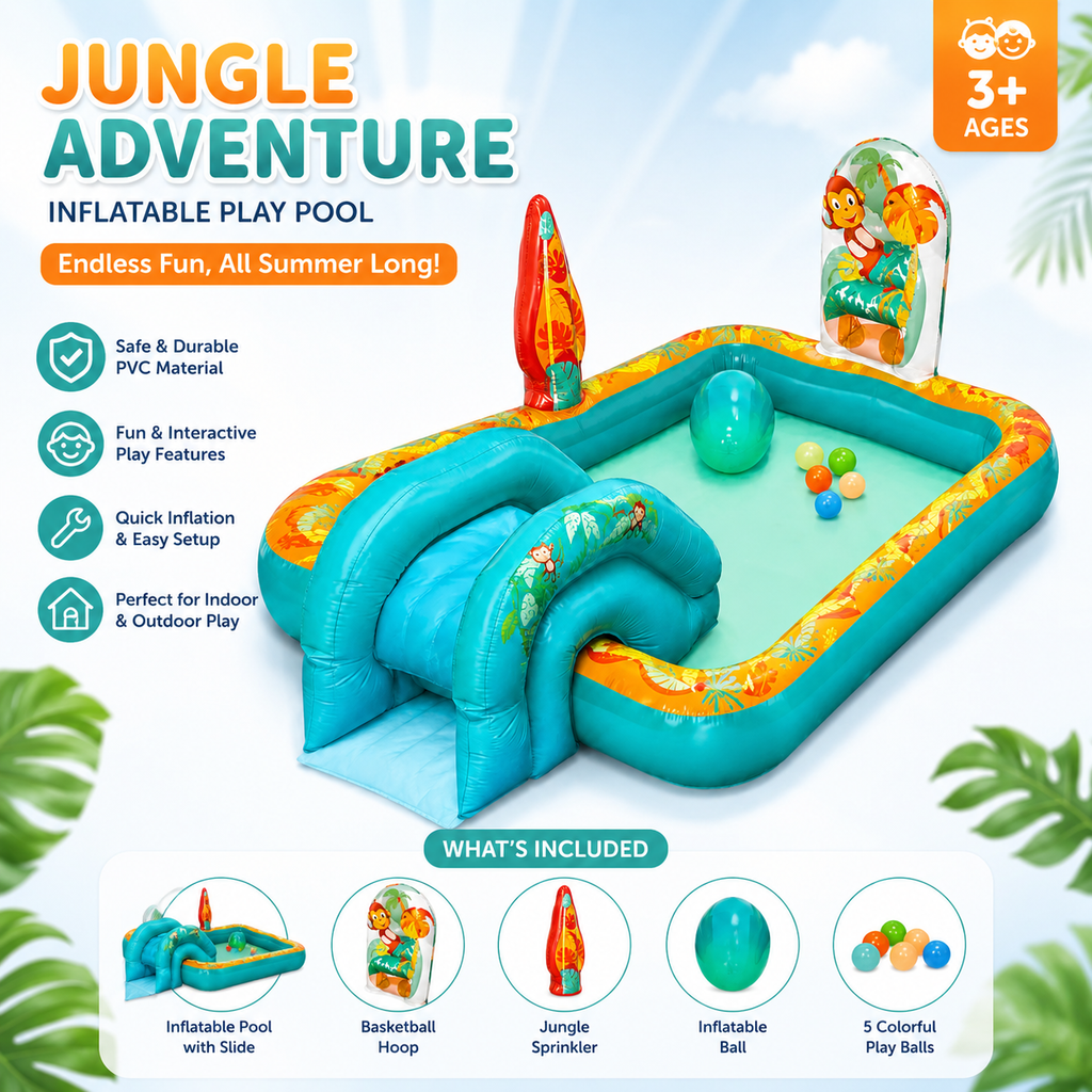 Bestway Retro Groove Play Center Splash, Slide 6'4" x 60" x 29"/1.93m x 1.52m x 74cm