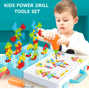 Kids Power Tools With Screwdriver Toy Set - With Battery Operated Drill - JustForKids