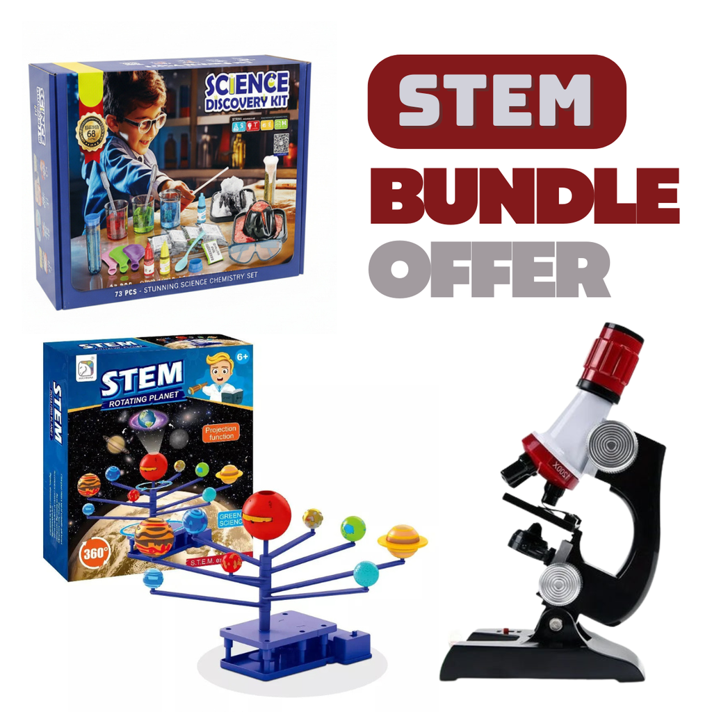 Science Explorer Bundle || 68 Experiment Kit - Kids MicroScope - Rotating Planets