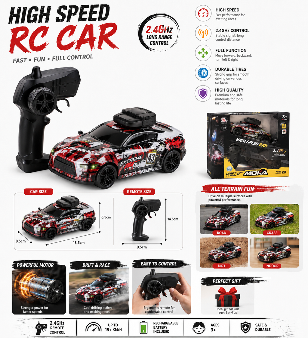 MOKA 2.4GHz RC High Speed Drift Car