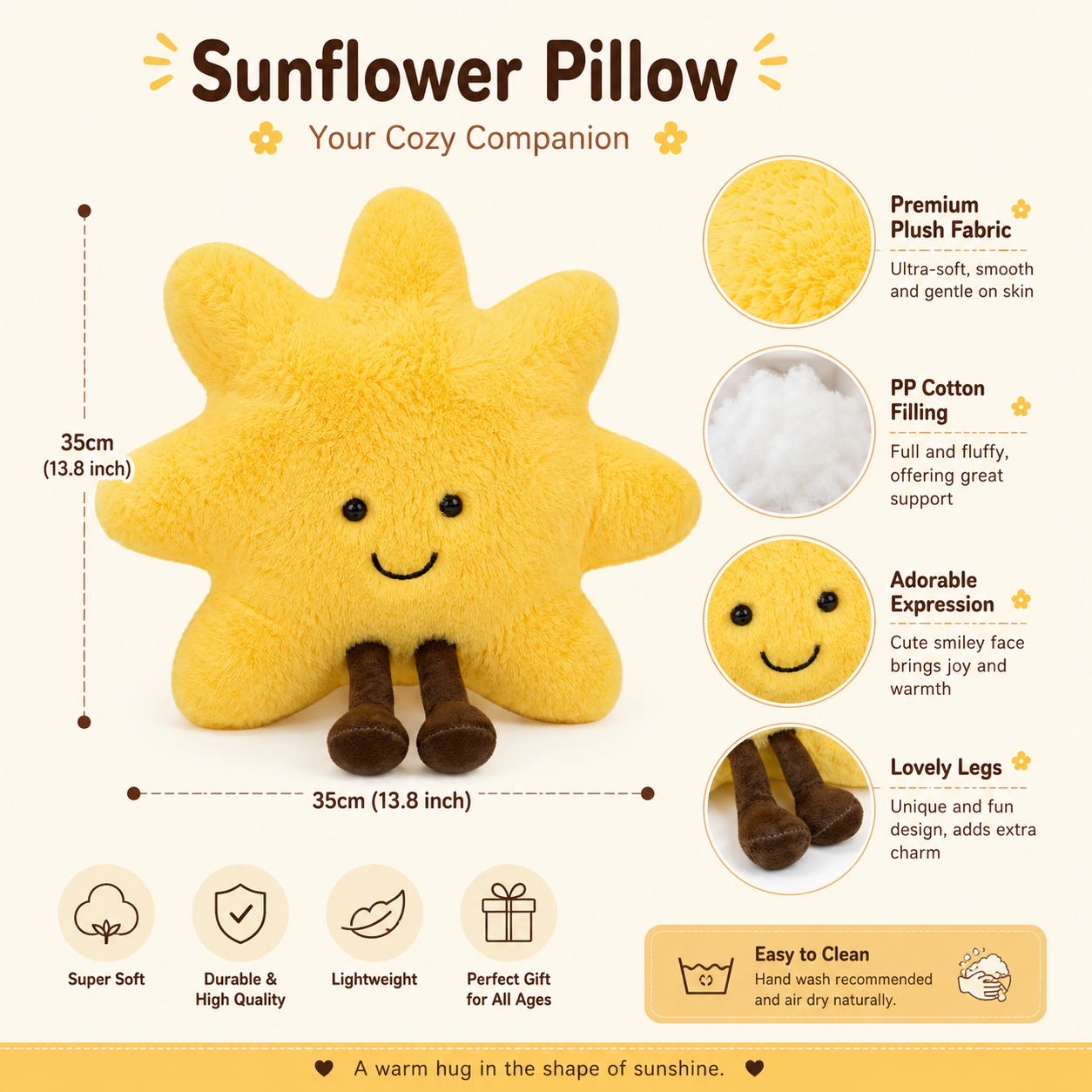 Sunflower Soft Pillow Plush Toy - 35cm