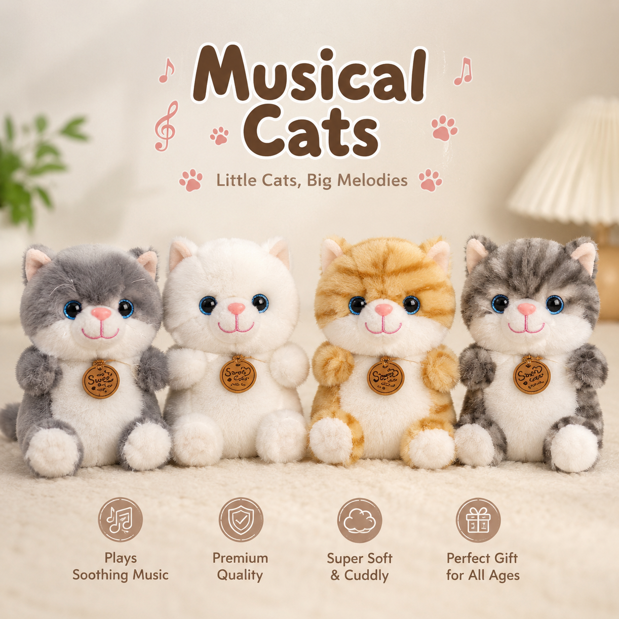 Premium Quality Musical Pet Cat Plush Toy