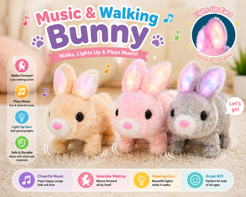 Walking Rabbit Plush Toy – Interactive Battery Operated Bunny for Kids