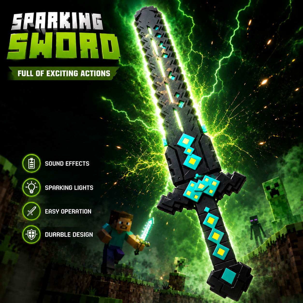 2 in 1 LED Light and Sparking Sword