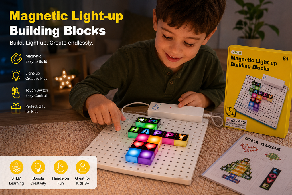 Magnetic Light-Up Building Blocks – 30 PCS