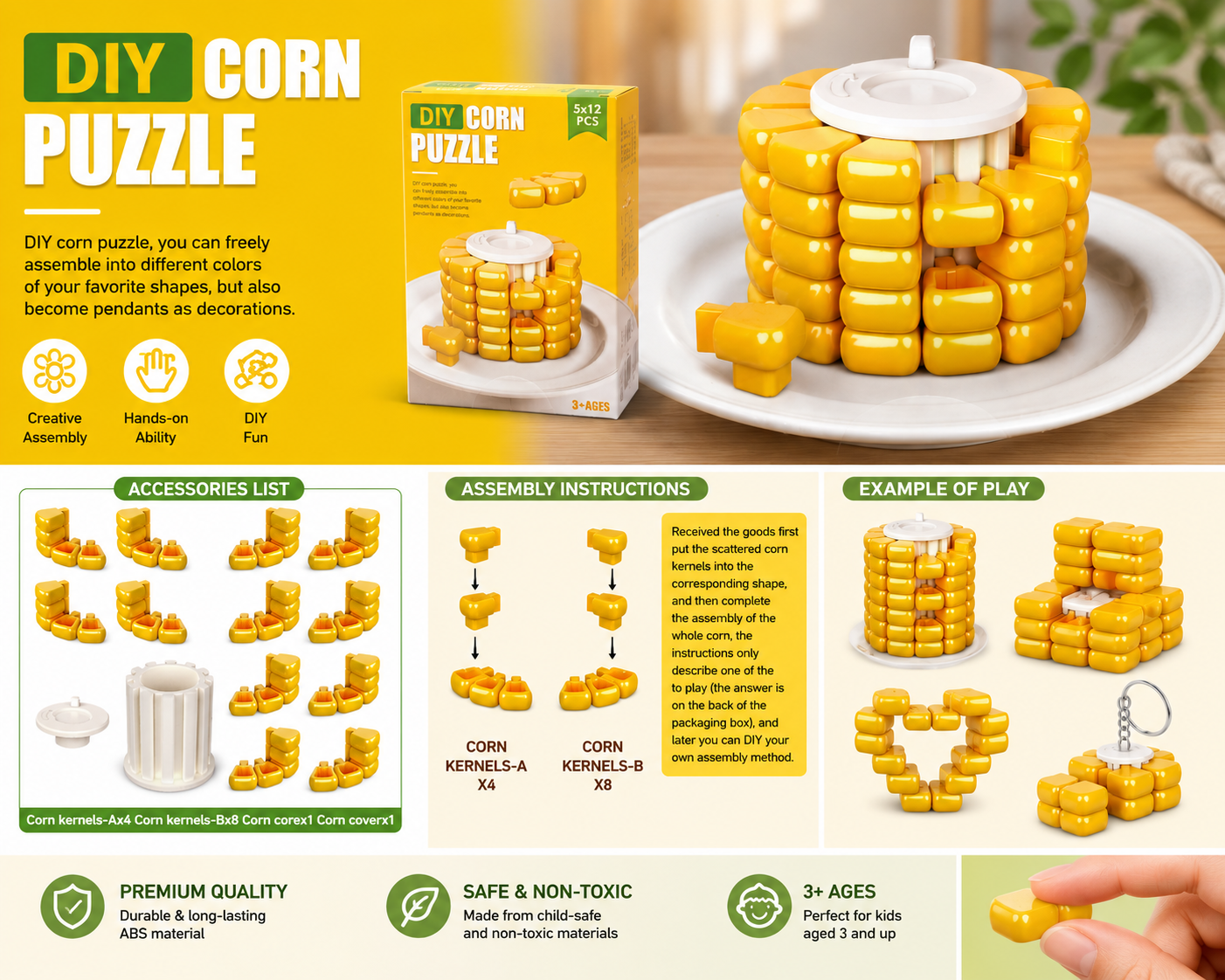 DIY Corn Puzzle – Creative Building Toy for Kids