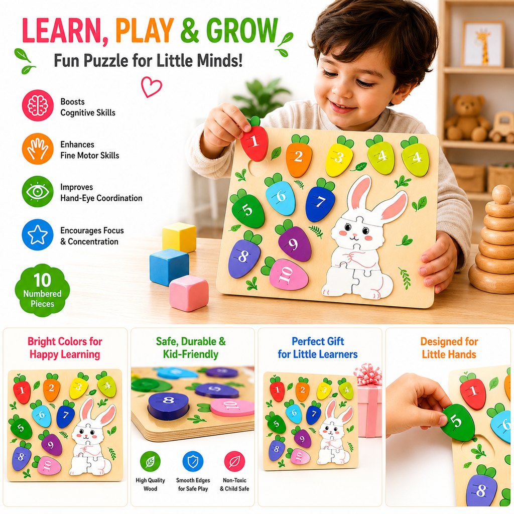 Wooden Puzzle Board ( Rabbit / Squirrel )