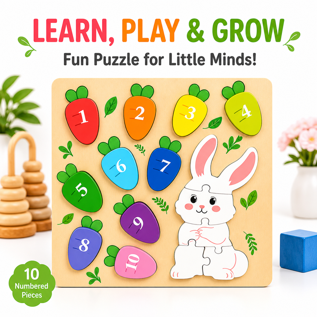 Wooden Puzzle Board ( Rabbit / Squirrel )