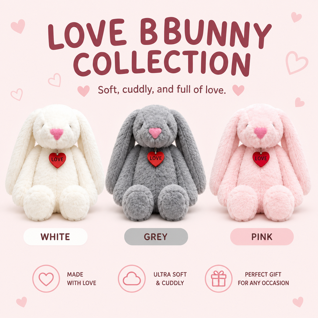 Bunny Plush Toy with Love Heart Pendant