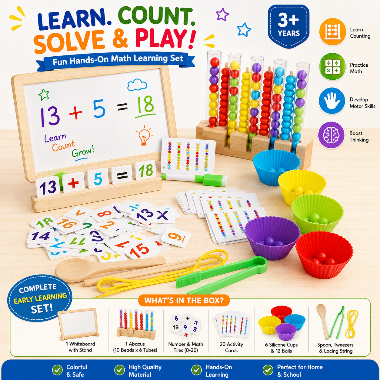 5 in 1 Montessori Math & Color Sorting Bead Set