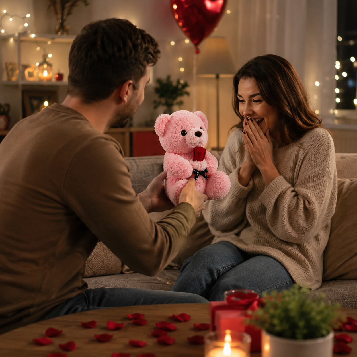 Romantic Rose Teddy Bear Plush Toy - The Perfect Love & Anniversary Gift (13")
