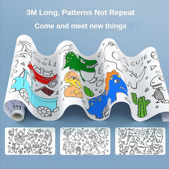 Children's Coloring Drawing Roll Sticker - 10ft - JustForKids