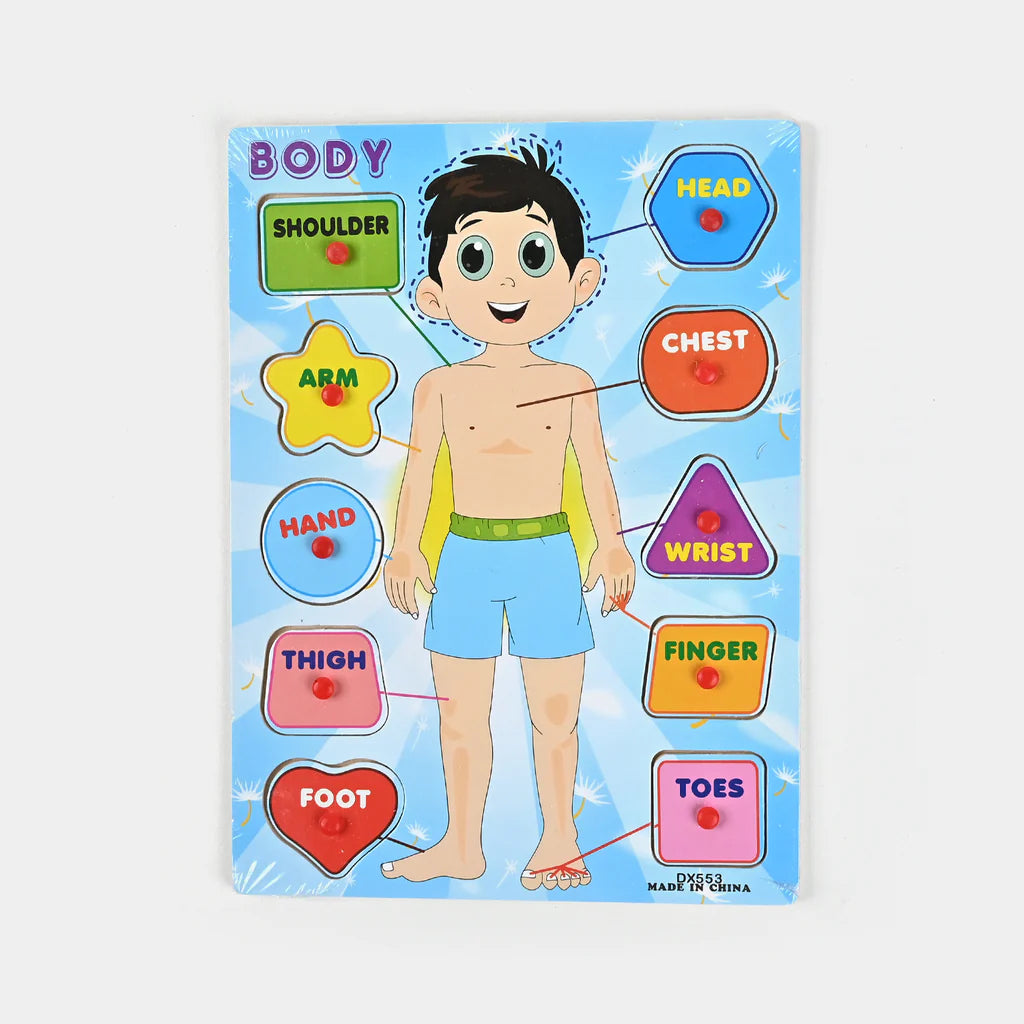 Wooden Body Parts Knob Puzzle Board for Kids