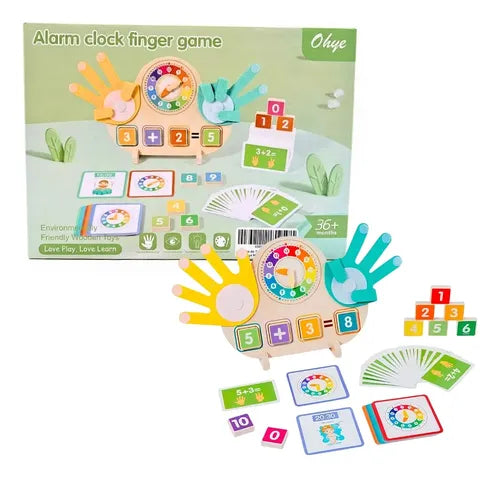 2 in 1 Wooden Alarm Clock Finger Game