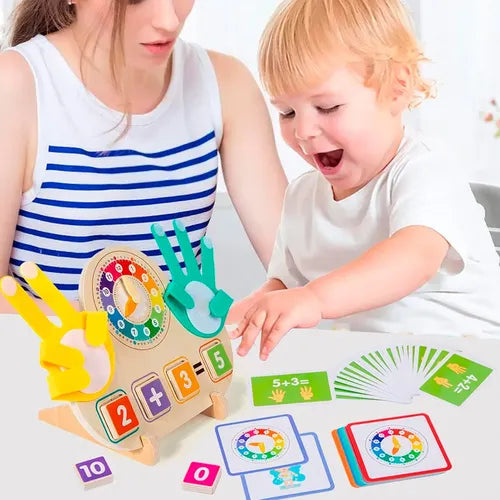 2 in 1 Wooden Alarm Clock Finger Game