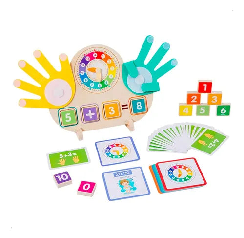 2 in 1 Wooden Alarm Clock Finger Game