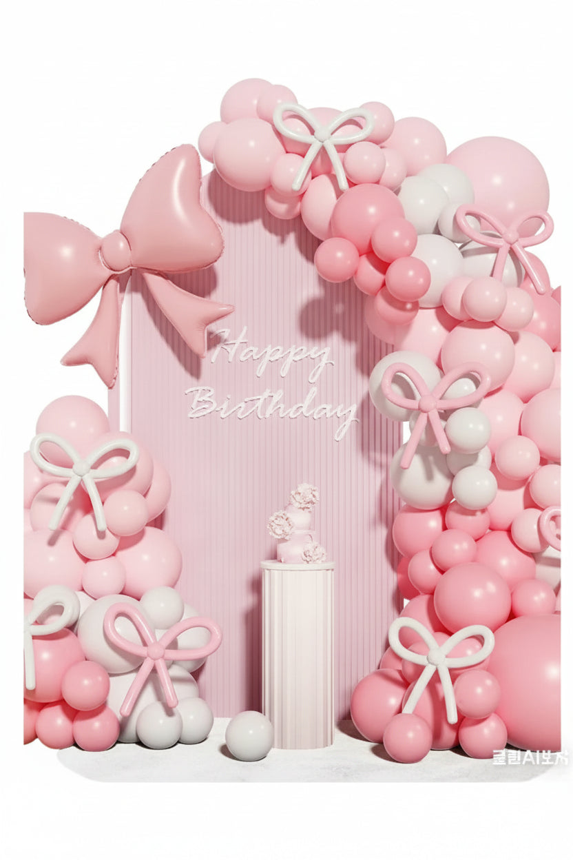 Premium Pink & White Balloon Garland Kit for Birthday Party