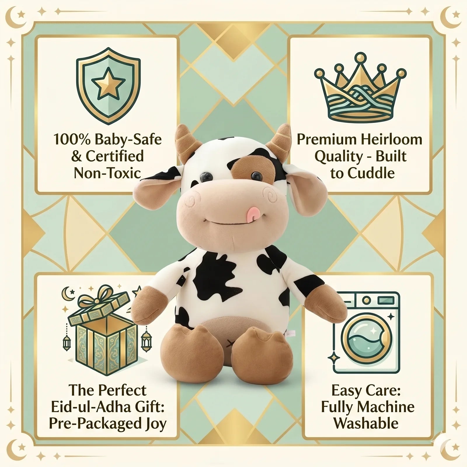 Cartoon Milk Cow Plush Toy with cow music