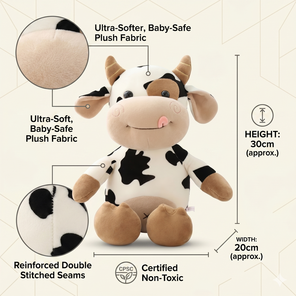 Cartoon Milk Cow Plush Toy - with Cow Music