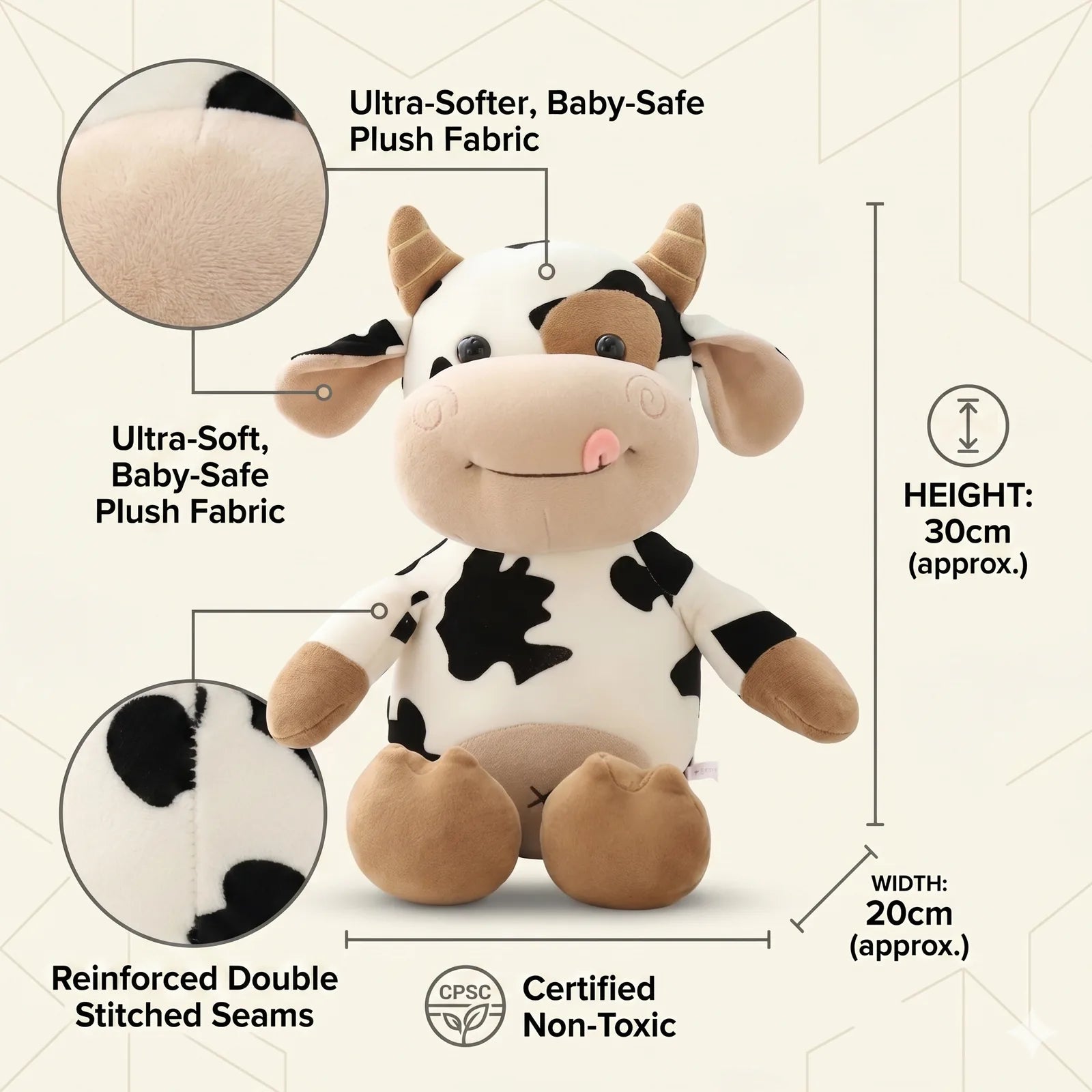 Cartoon Milk Cow Plush Toy with cow music