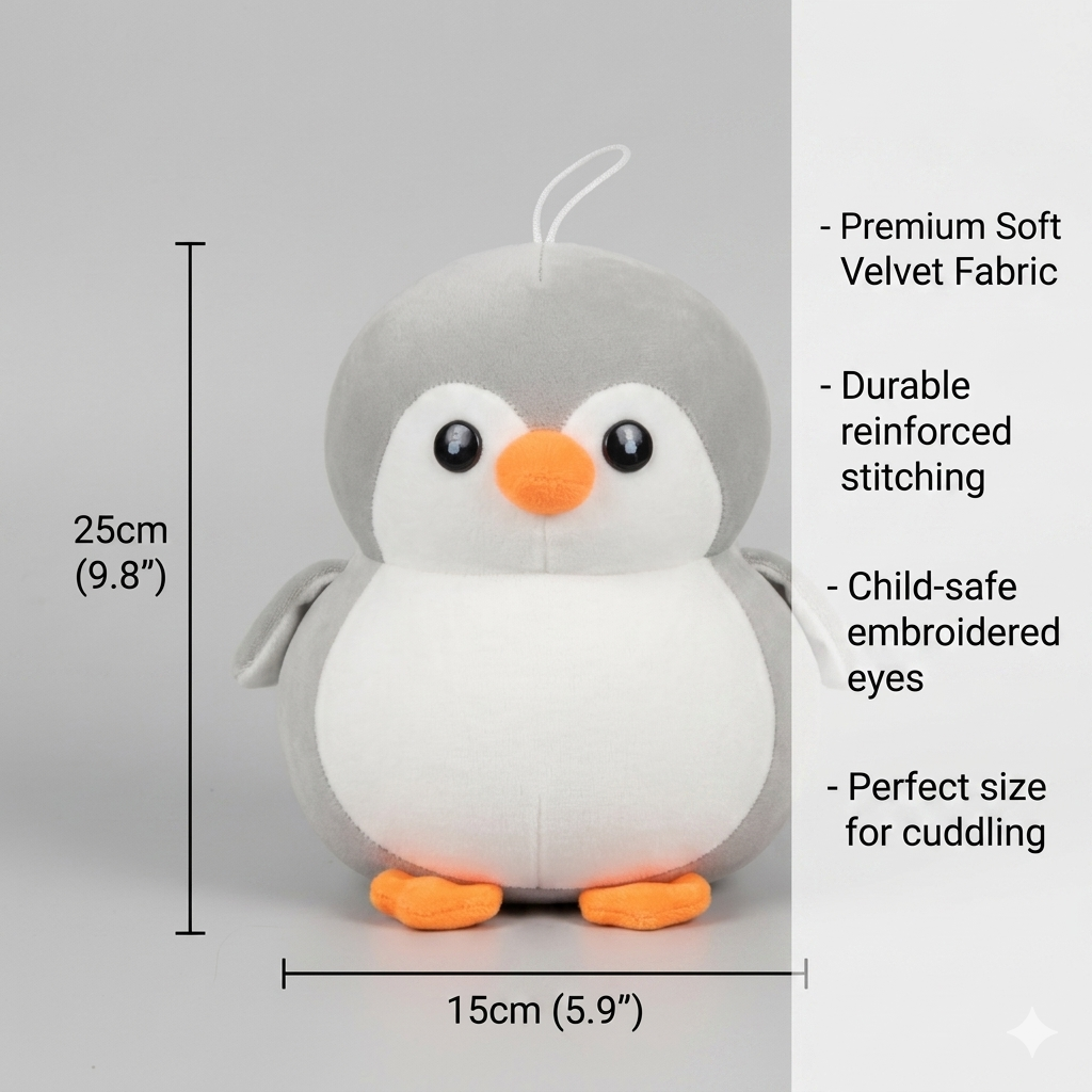 Cute Plush Penguin Toy – Soft Hanging Stuffed Animal